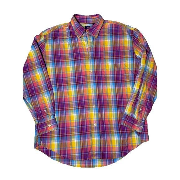 T. HARRIS LONDON PLAID MENS BUTTON DOWN SHIRT XL EUC - Picture 1 of 4